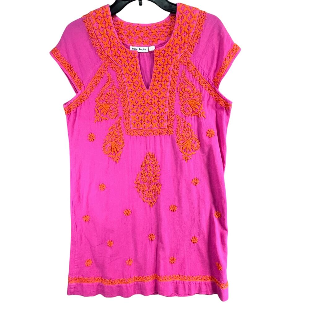 Roller Rabbit Pink and Orange Embellished Mini Dress